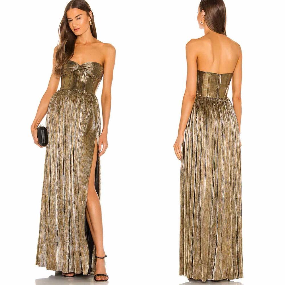 Bronx and Banco Florence Strapless Metallic Formal Gown